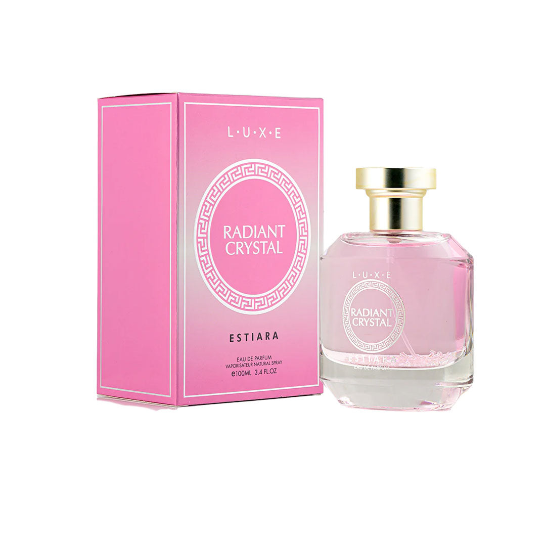 Estiara Women Radiant Crystal Perfume 100ml | Sealing Wrap Missing; Packaging Box Intact; Liquid Quantity Full