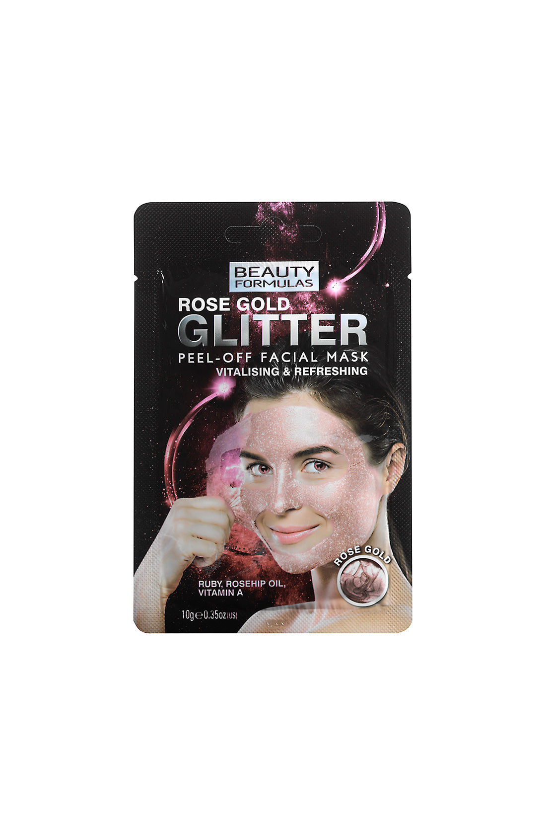 BEAUTY FORMULA ROSE GOLD GLITTER PEEL-OFF FACIAL MASK 10GM